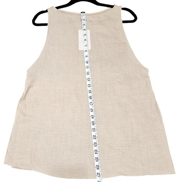 Musera Beige Sleeveless Tank Top With Side Slits Size Small - Picture 8 of 9